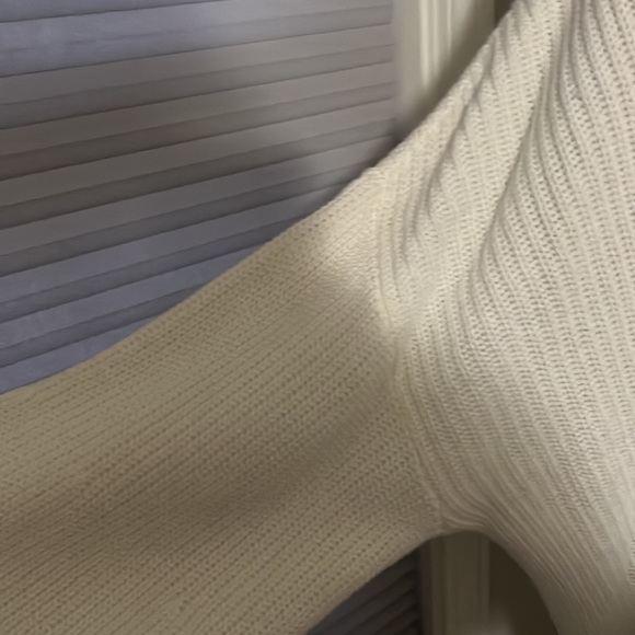 La Charme Off White Sweater Dress Back Tie Detail Long Sleeves - Picture 5 of 12